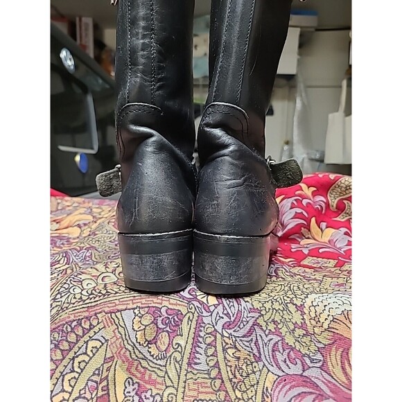 Barneys New York Women EU36 /6US Black leather Boot Moto Bike Calf High Italy - Picture 6 of 13